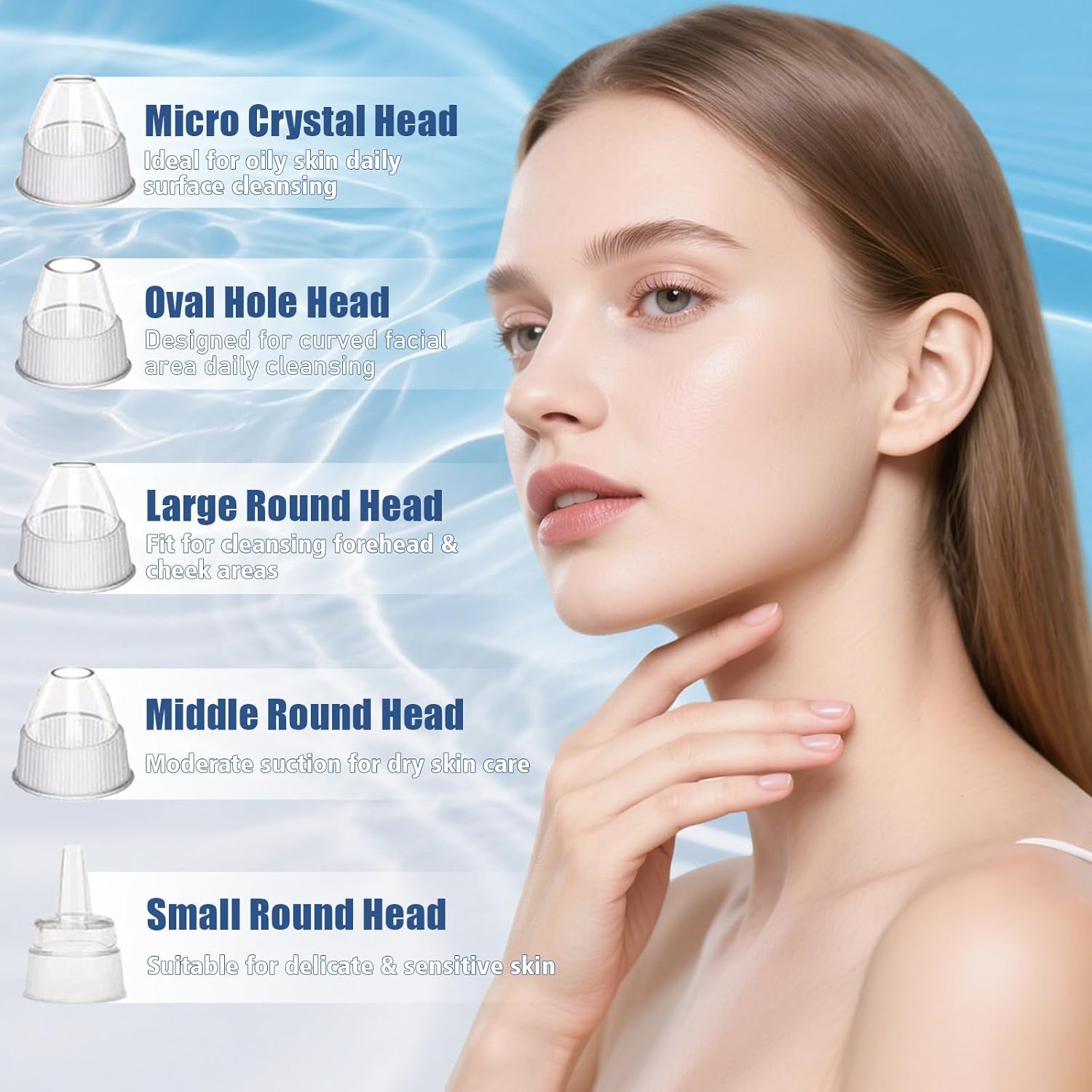 Blackhead Remover Pore Vacuum,With Nose Brush & Blackhead Needle Set, 3 Adjustable Suction Levels 5 Suction Power,5 Probes USB Rechargeable Pore Cleaner for Facial Deep Cleansing (Blue)