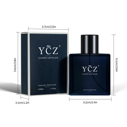 YCZ Midnight Marine Eau De Parfum 50Ml Unisex | Aromatic Aquatic Ocean Fresh Woody Perfume with Bergamot Coconut Amber | Long Lasting Luxury Arabian Fragrance for Men Women | Premium Gift