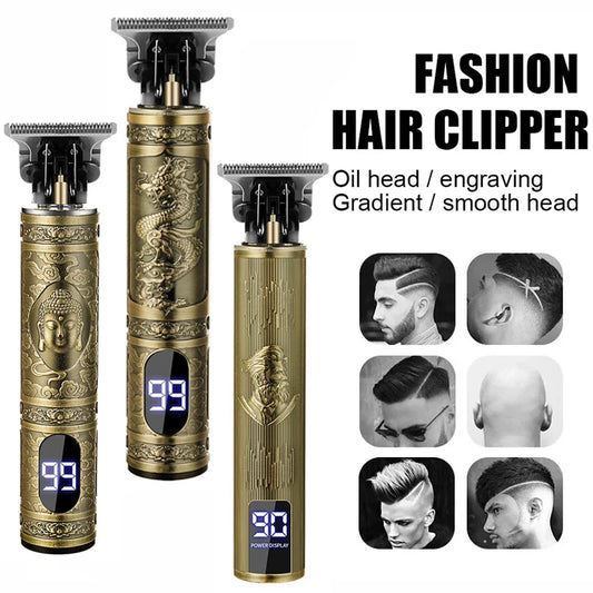 Cordless Barber Clipper Set Vintage T9 Hair Clippers for Men Hair Cutting Machine Kit T-Blade Trimmer Combo Mens Beard Shaver